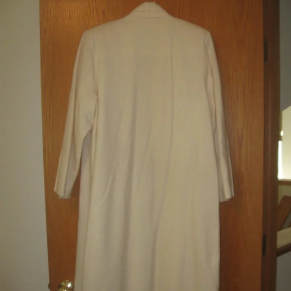 Jonathan Michael Off White Open Pleated Wool Coat